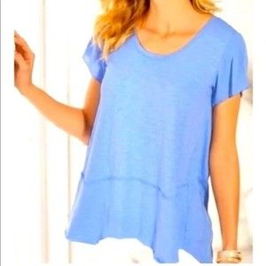 Soft Surroundings Small Blue Soleil Tunic Blouse 100% Cotton